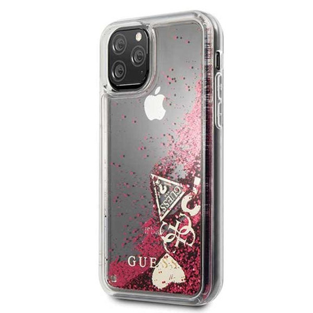 Guess Liquid Glitter Hearts - iPhone 11 Pro Case (raspberry)