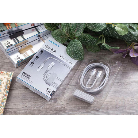 Momax Elite link - Kabel von USB-C (Power Delivery Schnellladung 3A) auf Lightning MFi 1,2 m (Silber)