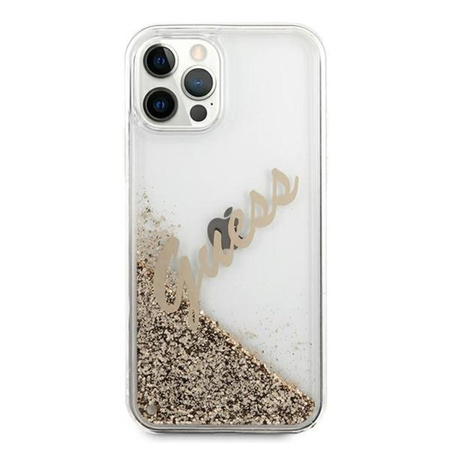 Guess Glitter Vintage Script - iPhone 12 / iPhone 12 Pro Case (Gold)