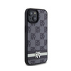 DKNY Ledertasche mit kariertem Monomuster und gedruckten Streifen - iPhone 14 / 15 / 13 (schwarz)