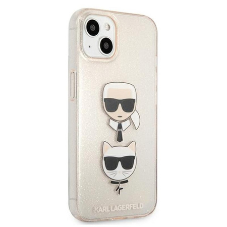 Karl Lagerfeld Glitter Karl & Choupette Head - Etui iPhone 13 (złoty)