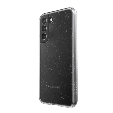 Speck Presidio Perfect-Clear mit Glitter - Samsung Galaxy S22+ Gehäuse mit MICROBAN antimikrobieller Beschichtung (Klar/Platin Glitter)