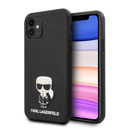 Karl Lagerfeld Saffiano with Pin Ikonik - pouzdro pro iPhone 11 (černé)