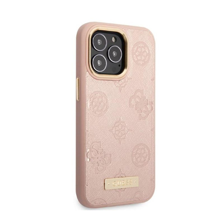 Guess Peony Logo Plate MagSafe - Etui iPhone 13 Pro Max (różowy)