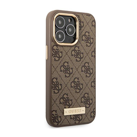 Guess 4G Logo Plate MagSafe - Etui iPhone 14 Pro Max (brązowy)