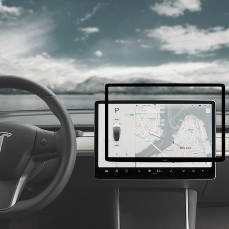 Moshi iVisor AG - Matte protective film for Tesla Model 3/Y center console screen (Black/Clear Matte)