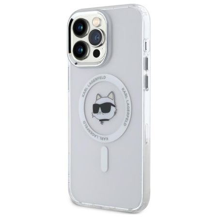 Karl Lagerfeld IML Metal Choupette Head MagSafe - Pouzdro na iPhone 14 Pro Max (bílá)