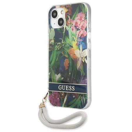 Guess Flower Cord - tok zsinórral iPhone 13 (kék)