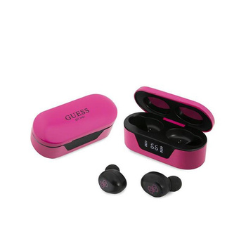 Guess True Wireless Earphones BT5.0 5H - sluchátka TWS + nabíjecí pouzdro (purpurová)