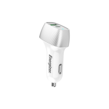 Ładowarka Samochodowa USB C + USB A Energizer 38W PD + QC3.0 Biało-Srebrna