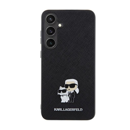 Karl Lagerfeld Saffiano Karl & Choupette Metal Pin - pouzdro pro Samsung Galaxy S24 (černá)