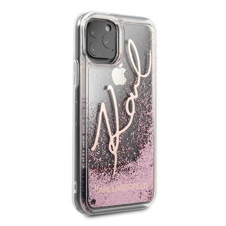 Karl Lagerfeld Signature Glitter Case - pouzdro pro iPhone 11 Pro Max (růžově zlaté)