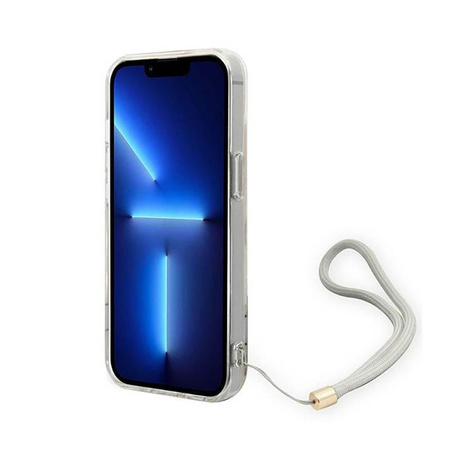 Guess Flower Cord - Tasche mit Umhängeband iPhone 14 Plus (lila)