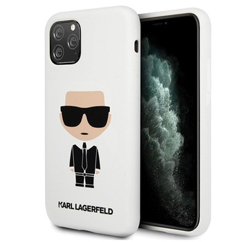 Pouzdro Karl Lagerfeld Fullbody Silicone Iconic - iPhone 11 Pro Max (bílé)