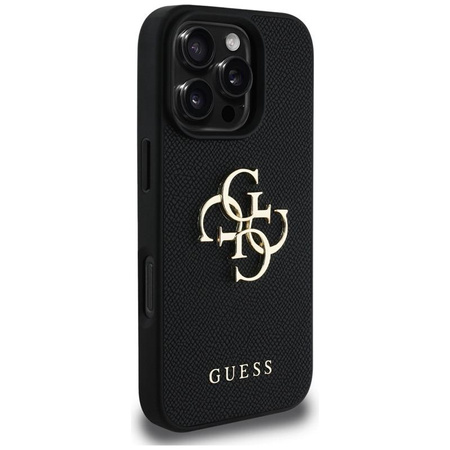 Guess Grained Big 4G Logo Small Classic Logo - Case for iPhone 16 Pro (black)