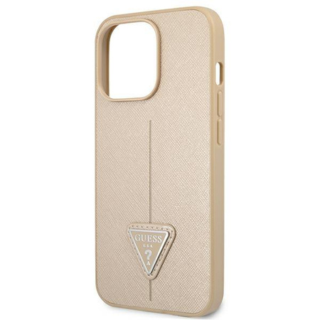 Guess Saffiano Triangle Logo Case - iPhone 13 Pro Max Case (beige)