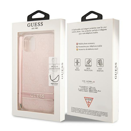 Guess 4G Print Cord - Tasche mit Lanyard iPhone 11 (Pink)