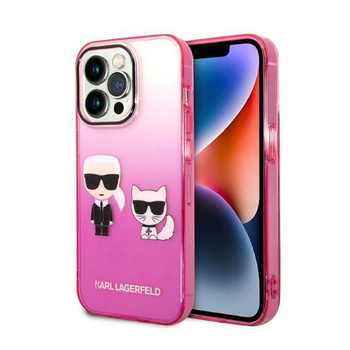 Karl Lagerfeld Gradient Ikonik Karl & Choupette - Coque iPhone 14 Pro Max (rose)