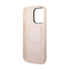 Guess Silicone Logo Plate MagSafe - Etui iPhone 14 Pro (różowy)