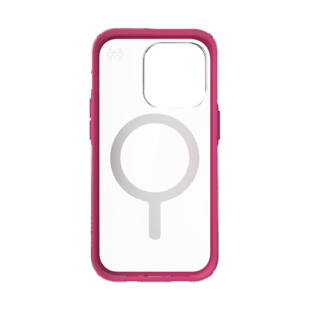 Speck Presidio Perfect-Clear with Impact Geometry + MagSafe - iPhone 14 Pro Case with MICROBAN Coating (Clear / Digital Pink)