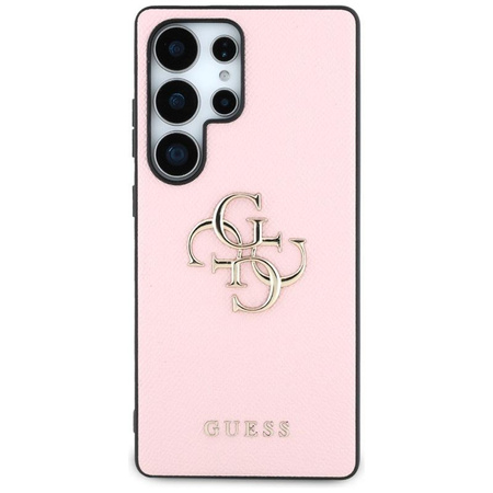 Guess Grained Big 4G Logo Small Classic Logo - étui pour Samsung Galaxy S25 Ultra (rose)