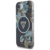 Guess IML Metal Glitter Flowers Triangle MagSafe - étui pour iPhone 16e (noir)