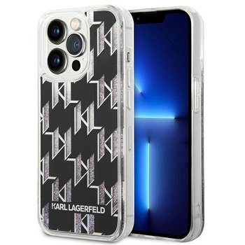 Karl Lagerfeld Monogram Liquid Glitter - iPhone 14 Pro Case (black)