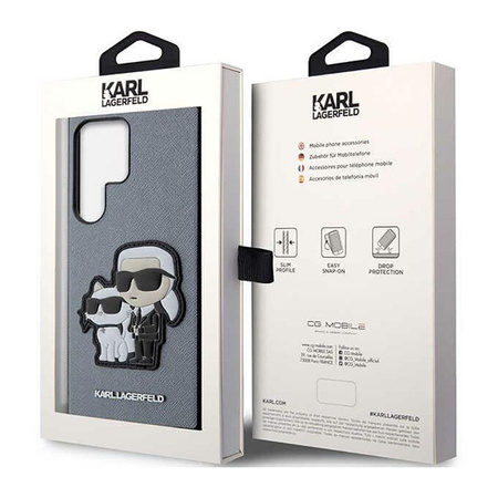 Karl Lagerfeld NFT Saffiano Karl & Choupette - Étui Samsung Galaxy S23 Ultra (gris)