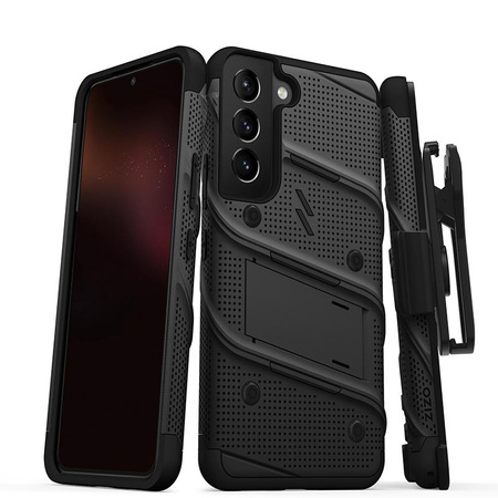 ZIZO BOLT Series - Pancerne etui Samsung Galaxy S22 ze szkłem 9H na ekran + uchwyt z podstawką (czarny)
