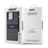 DKNY bőr mono csíkos és fém logóval - iPhone 14 Pro Max tok (fekete)