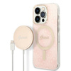Guess Bundle Pack MagSafe 4G - MagSafe iPhone 14 Pro Max Case + Charger Set (pink/gold)