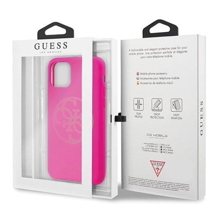 Guess Slilicon 4G Logo ton sur ton - Coque iPhone 11 Pro Max (Fuchsia)