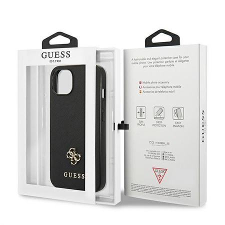 Guess Saffiano 4G Small Metal Logo - iPhone 13 mini case (black)