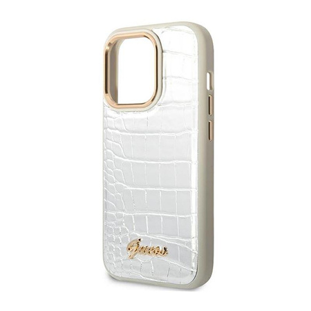 Guess Kroko Kollektion - iPhone 14 Pro Tasche (silber)
