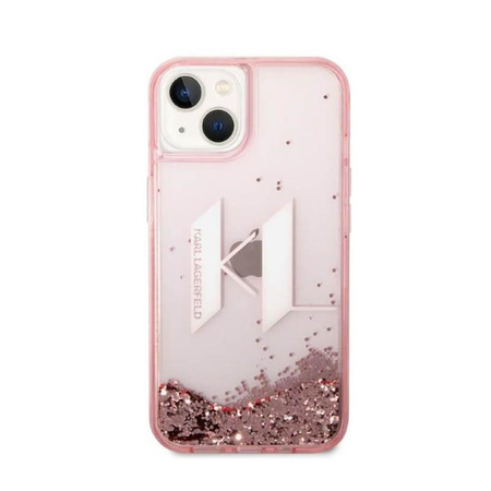 Karl Lagerfeld Liquid Glitter Big Logo Case - pouzdro pro iPhone 14 (růžové)