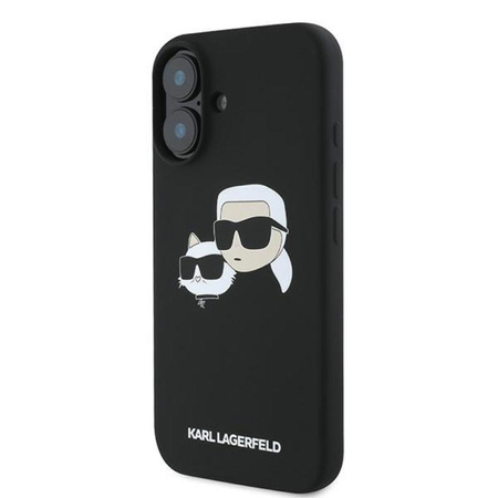 Karl Lagerfeld Silikon Doppelköpfe drucken MagSafe - iPhone 16 Plus Hülle (schwarz)