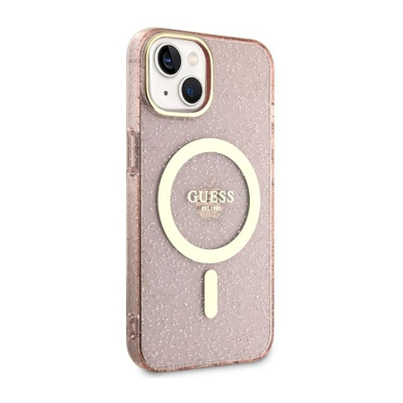 Guess Glitter Gold MagSafe - iPhone 14 Plus Case (Pink)