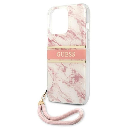 Guess Marble Strap - pouzdro pro iPhone 13 Pro Max (růžové)