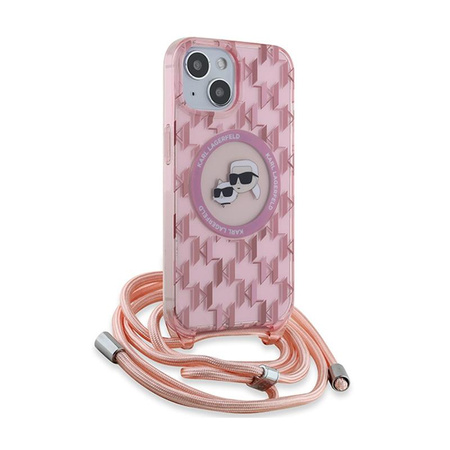 Karl Lagerfeld IML Crossbody Monogramm Karl & Choupette Head MagSafe - iPhone 15 / 14 / 13 Tasche (rosa)