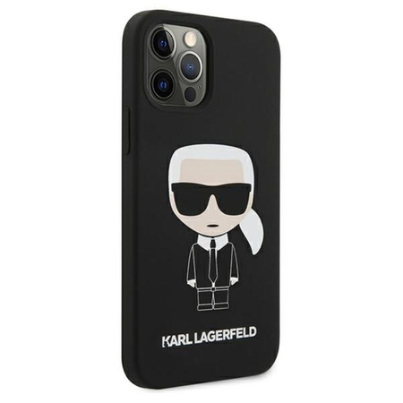 Pouzdro Karl Lagerfeld Fullbody Silicone Iconic - iPhone 12 Pro Max (černé)