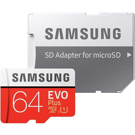 Samsung microSDXC Evo+ - 64 GB Class 10 UHS-I U1 100/20 MB/s memory card with adapter