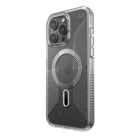 Speck Presidio Lux Grip ClickLock & Magsafe - Coque iPhone 15 Pro Max (Clair / Finition Chrome / Argent Serein)