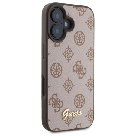 Guess Peony Script MagSafe – Pouzdro pro iPhone 16 (hnědé)