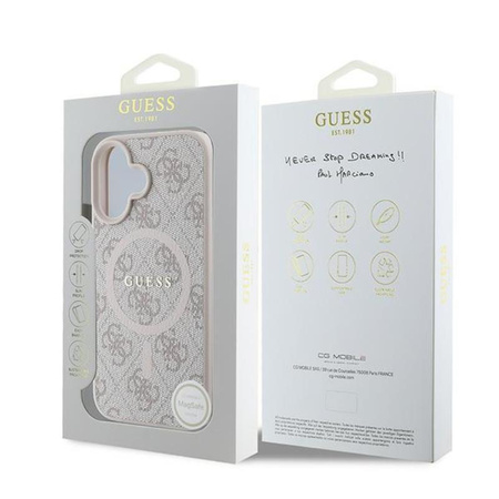 Guess 4G Ring Classic Logo MagSafe - pouzdro pro iPhone 16 Plus (růžové)