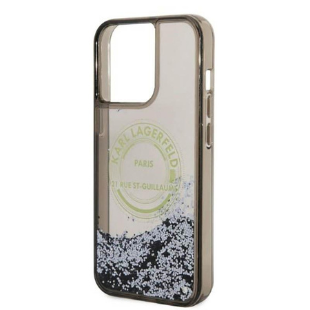 Karl Lagerfeld Liquid Glitter Round RSG Logo Case - Hülle für iPhone 14 Pro Max (Schwarz)