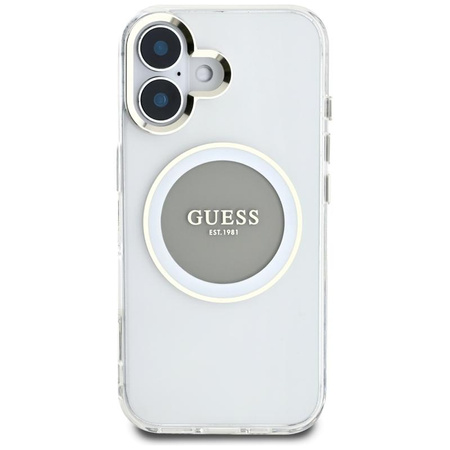 Guess IML Metal Colored Circle Classic Logo MagSafe - Case for iPhone 16 (gray)