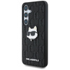 Karl Lagerfeld Leather Monogram Pin Logo Choupette Head - Étui Samsung Galaxy S25 (noir)