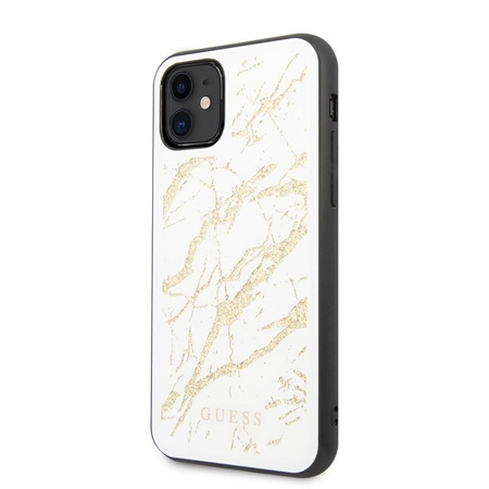 Guess Marble Glass Gold Glitter - Coque iPhone 11 (blanc)