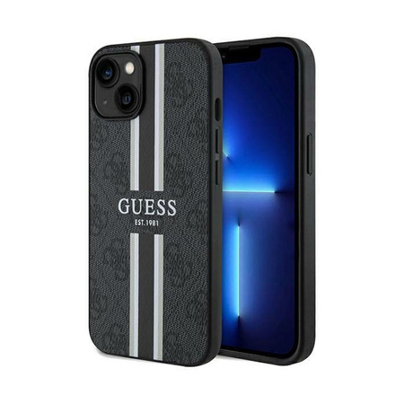 Guess 4G nyomtatott csíkos MagSafe - iPhone 15 tok (fekete)
