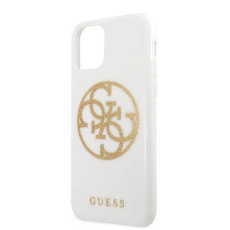 Guess Circle Glitter 4G - Coque iPhone 11 (blanc)